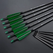 12pcs Carbon Arrows 30" SP500 Feathers Tips Compound Recurve Bow Hunting Target