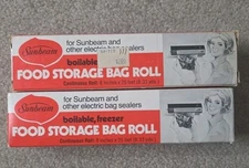 Vtg 1977 Sunbeam Clear Boilable Freezer Plastic Food Storage Bag Roll 8 in X 25