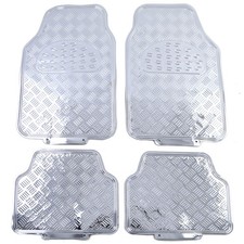 Auto Gummi Fußmatten Set 4tlg Alu Riffelblech Look Universal Chrom