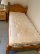 Single pine bed with mattress