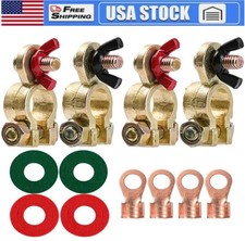 4Solid Brass Battery Terminal Connector Top Post End Clamps Set for Car Marine -