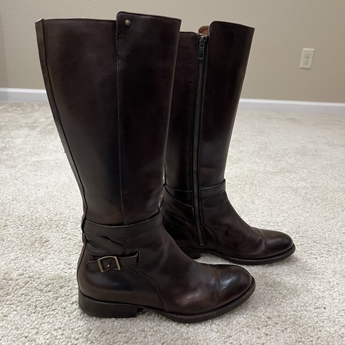 Frye Jordan Strap Tall Leather Riding Boots Brown Women’s Size 7.5 B Knee High - Picture 17 of 23