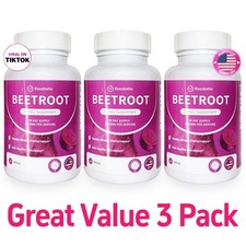 3PCS Rosabella Organic Beet Root 60 Capsules Natural Energy Boost Blood Pressure