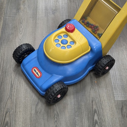Vintage Little Tikes Lawnmower Popping Beads Sounds Kid Child Size Blue Yellow - Picture 2 of 7