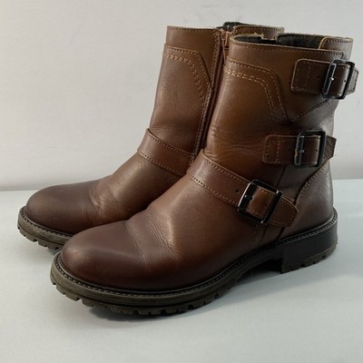 Bootlegger Astra Buckled Moto Boots Womens EU39  US 8 Two Tone Brown Leather EUC
