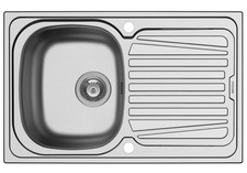 Evier de Cuisine 86x50cm Évier Encastré Sparta Inox Égouttoir 2x Trou Robinet