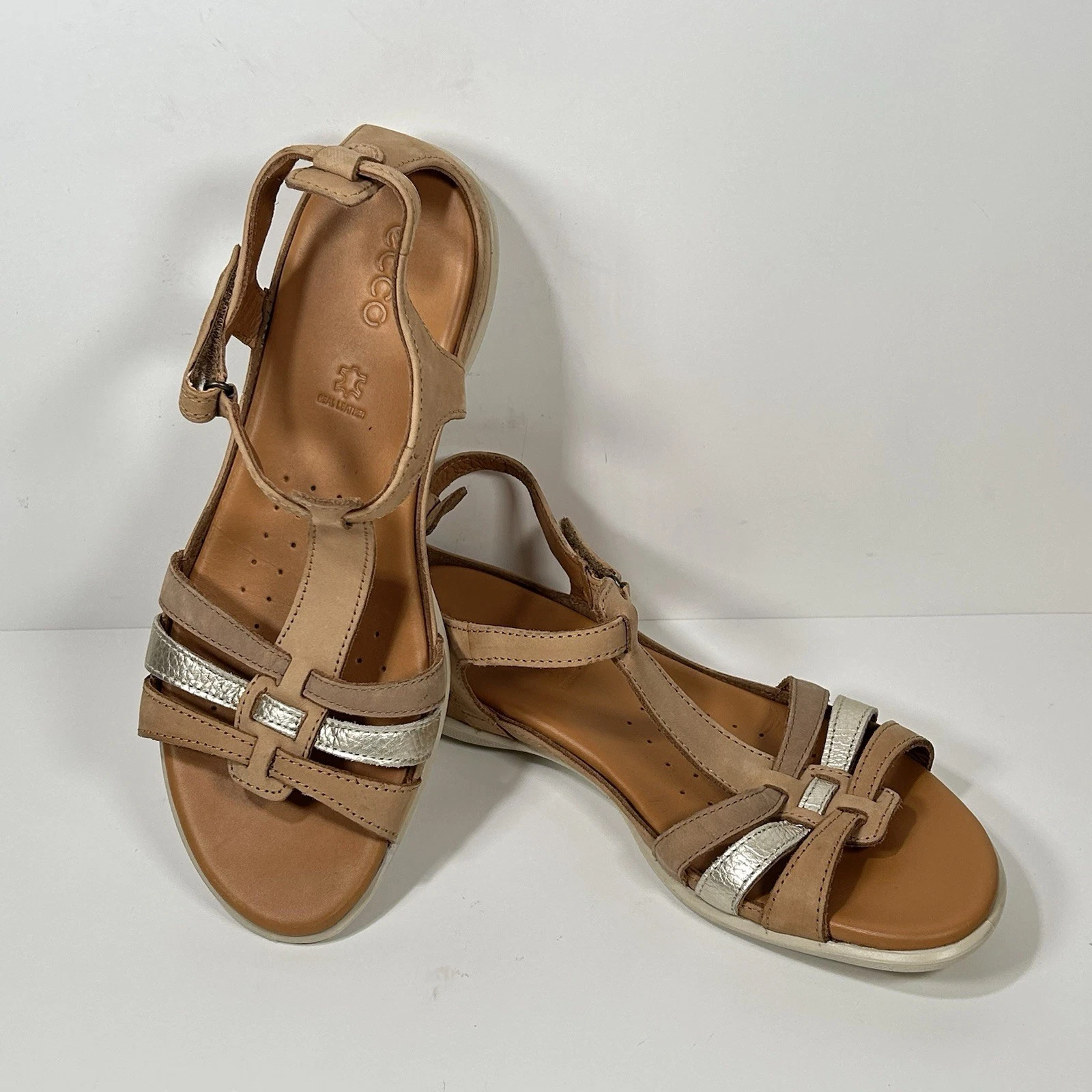 Sandali ECCO Flash T Strap donna 41 US 10 10 5 scarpe con cinturino marrone marrone scuro neutro