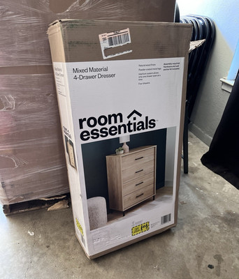Room Essentials Mixed Material 4-Drawer Dresser Natural Wood Finish 27x16x30''