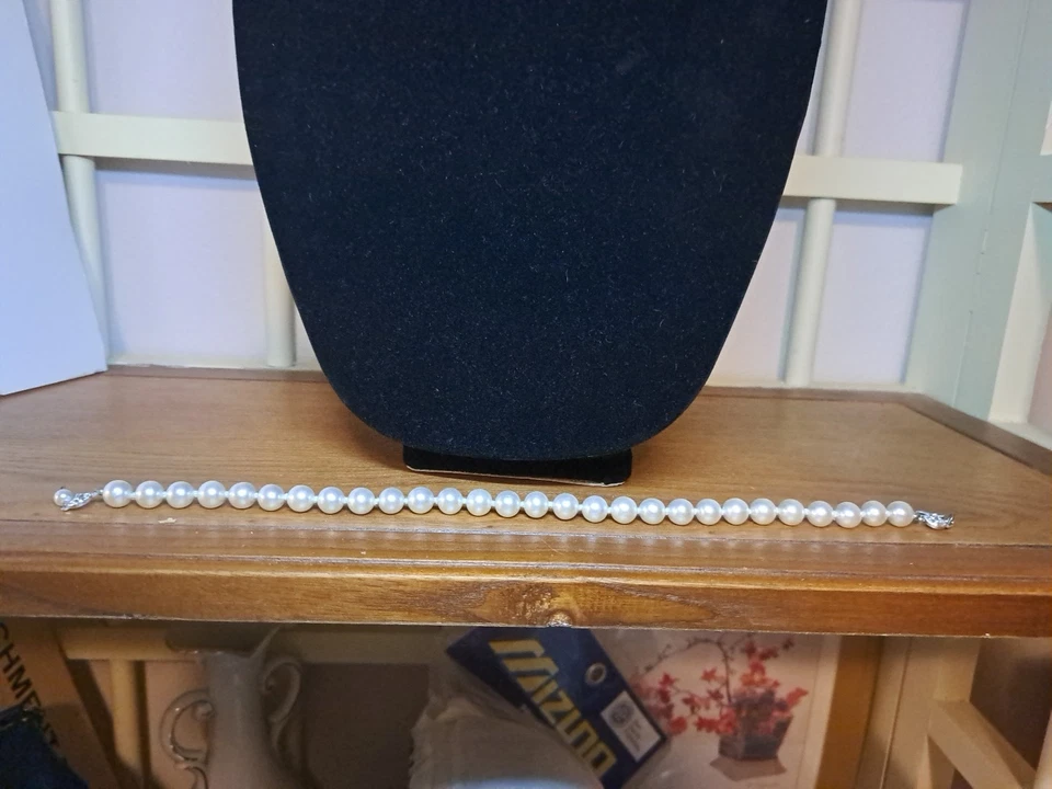 PEQUEÑO Collar Gargantilla Perla Genuina 13" Japón 3/8" 9.5mm Diámetro Ind. Anudado  Foto 3 de 4