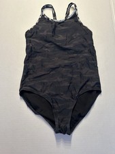 Athleta Girl Camo Tie Dye One Piece Swimsuit Black Size XXL 16