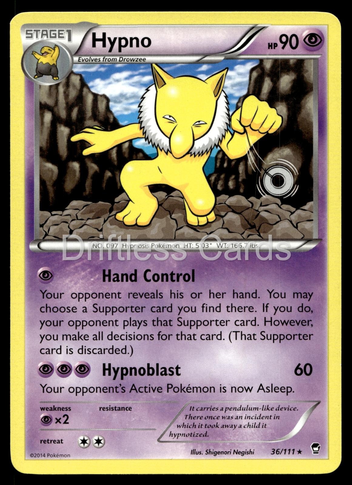 Hypno 36/111 Rare Furious Fists Pokemon LP