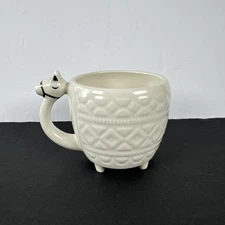 Llama Coffee Mug Cup Opalhouse Cream White Gold Accents Textured