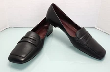 Franco Sarto Tesica square toe flat black leather shoes New Sz 10M