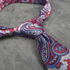 Bruno Piattelli Tie Mens Red Blue Paisley Silk Made USA Necktie Formal Classic