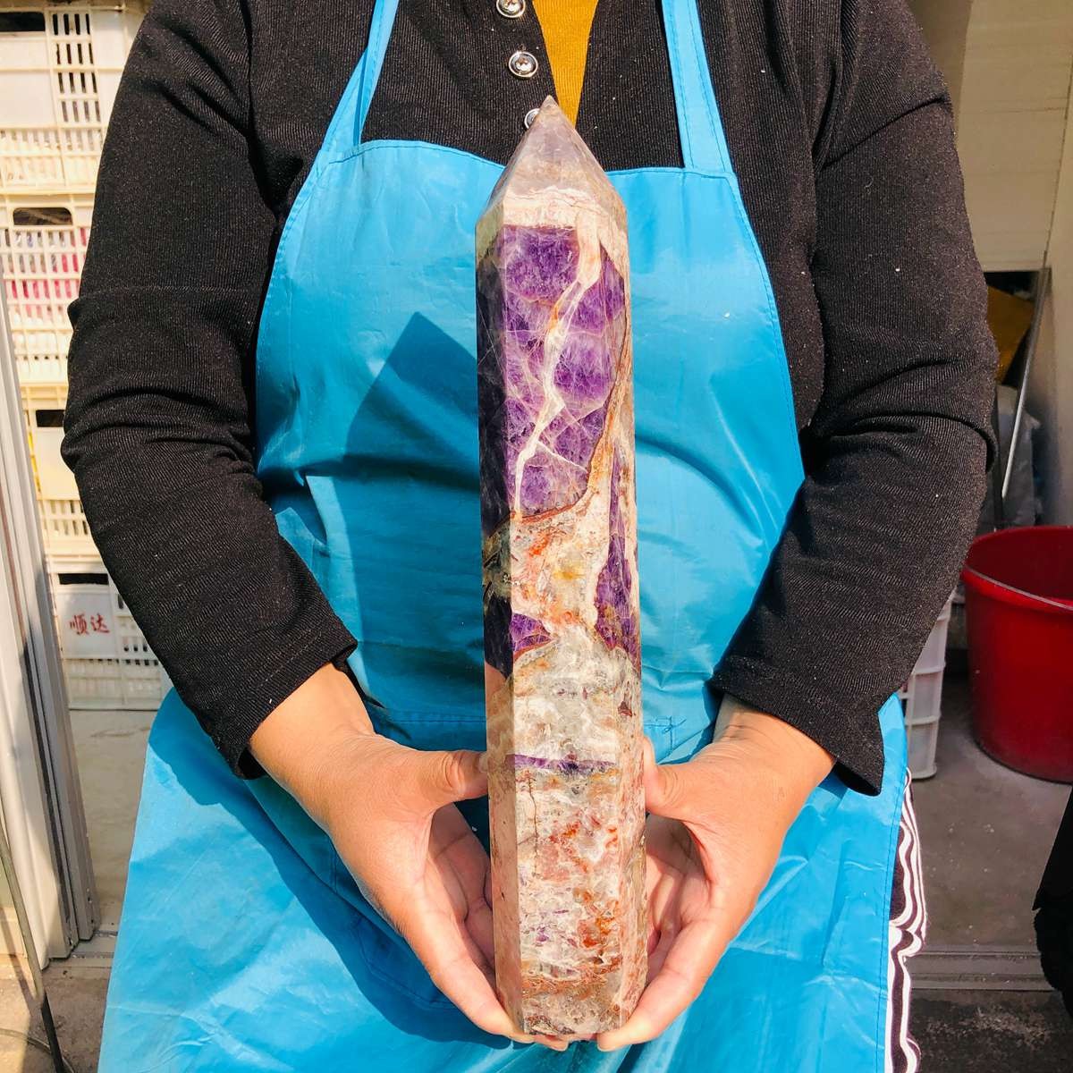 4.92LB Natural dream amethys quartz obelisk crystal tower point healing decor