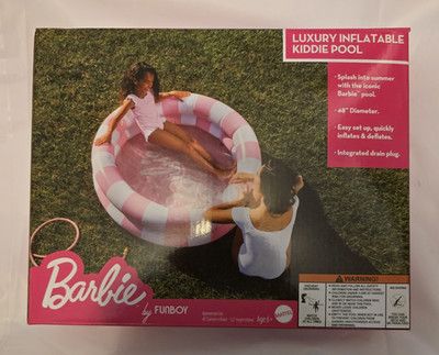 Barbie by Funboy Inflatable Round 2-Ring Pool, 48'' Diameter 12.5'' Height