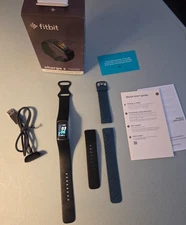 Fitbit Charge 5 Health Fitness Activity Tracker Graphite/Black w Charger 3 bands