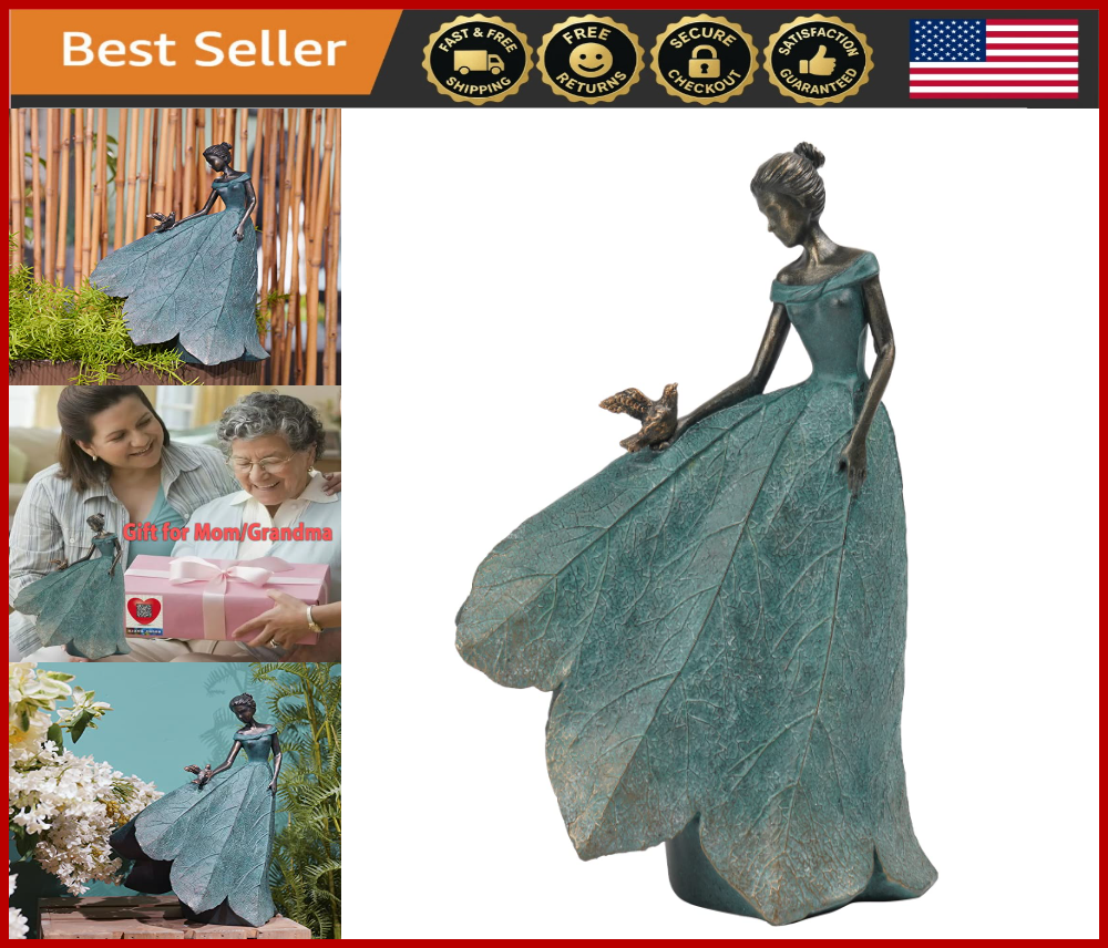 Fairy Garden Statue Resin Decor - Leaf Angel Figurine for Home or Yard 12