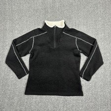 Kuhl AlfPaca Fleece Pullover Sweater Cozy Quarter Zip Layering Womens L Black
