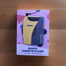 Urban Outfitters Portable Sports Cassette Player FM Radio Headphones Yellow New
