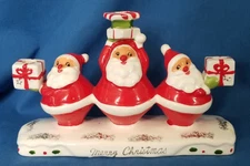 Vintage 1950’s Holt Howard Santa Trio Candle Holder *Merry Christmas*
