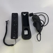 Wii Remote BLACK Nintendo Motion Plus Sleeve Strap & Joy stick Wii U Controller