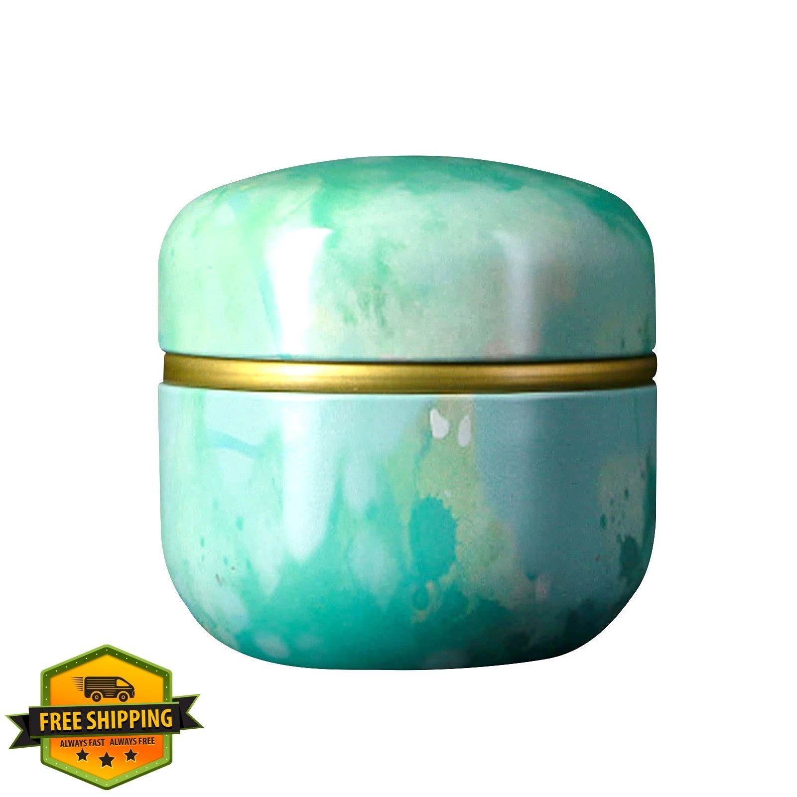 Topwon Green body powder container w/ puff