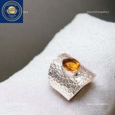 Sterling Silver Natural Spessartite Garnet Vintage New Band Ring Jewelry Size 8