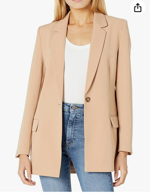 The Drop Women's Blake Long Blazer, Praline/Beige/Tan-New w/Tags