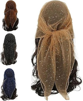 Women's Glitter Decor Head Scarf, Inch Rhinestone Head Scarf