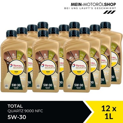Total Quartz 9000 NFC 5W-30 API SL ACEA A5/B5 Ford Motoröl 12x1 Liter = 12 Liter