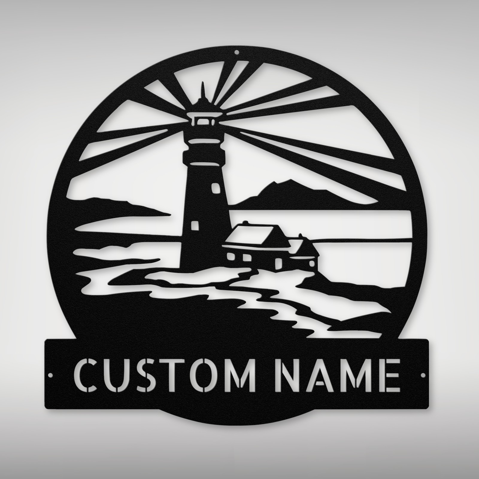 Personalized Lighthouse Scene Metal Sign Custom Coastal Decor Home Office Gift