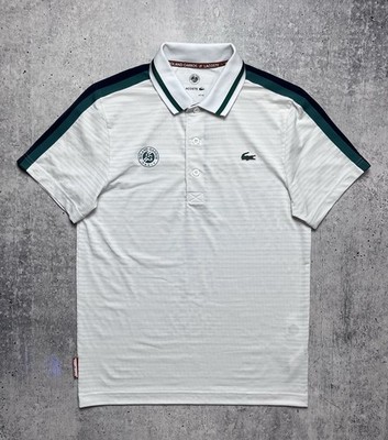 Lacoste x Roland Garros Tennis Polo Shirt White Striped Men's Size