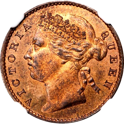 1878 Mauritius 1 Cent, NGC PR 63 Red-Brown, Rare in Proof, KM-7