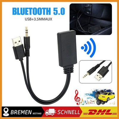 Bluetooth Empfänger Audio Receiver KFZ Adapter AUX Auto Klinke USB Kabel DEU