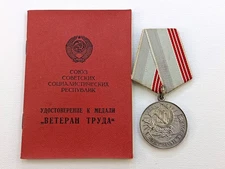 Soviet Russian Medal Veteran of Labor with Document. USSR