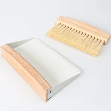 Mini Dustpan and Brush Set, Small Beechwood Broom and Dust Pan Set, Portable Cle