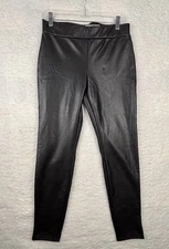 HUE Faux Leather Leggings Women’s M 8-10 Black Split Hem NWT $48 Goth Rock