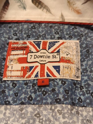 Camicia 7 Downie St. Couture uomo 8 blu floreale manica corta cotone con bottoni - Foto 6 di 11