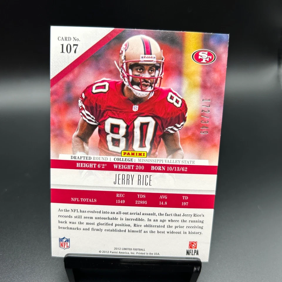 2012 Panini Limited #107 Jerry Rice Legend /349 San Francisco 49ers (#172) - Image 2 of 2