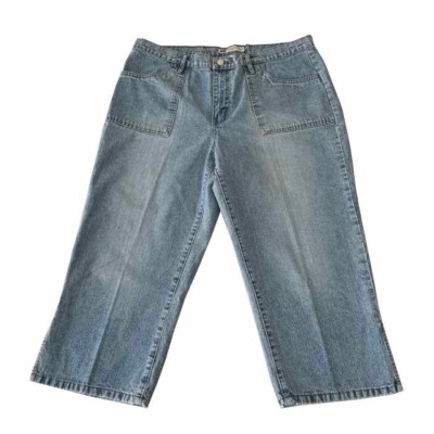 Womens Faded Glory Size 18 High Rise Acid Wash Crop Fit Jeans