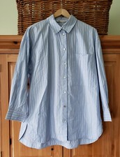 ZARA Blue White Cotton Oversized Classic Button Up Shirt Top Women's Size Small