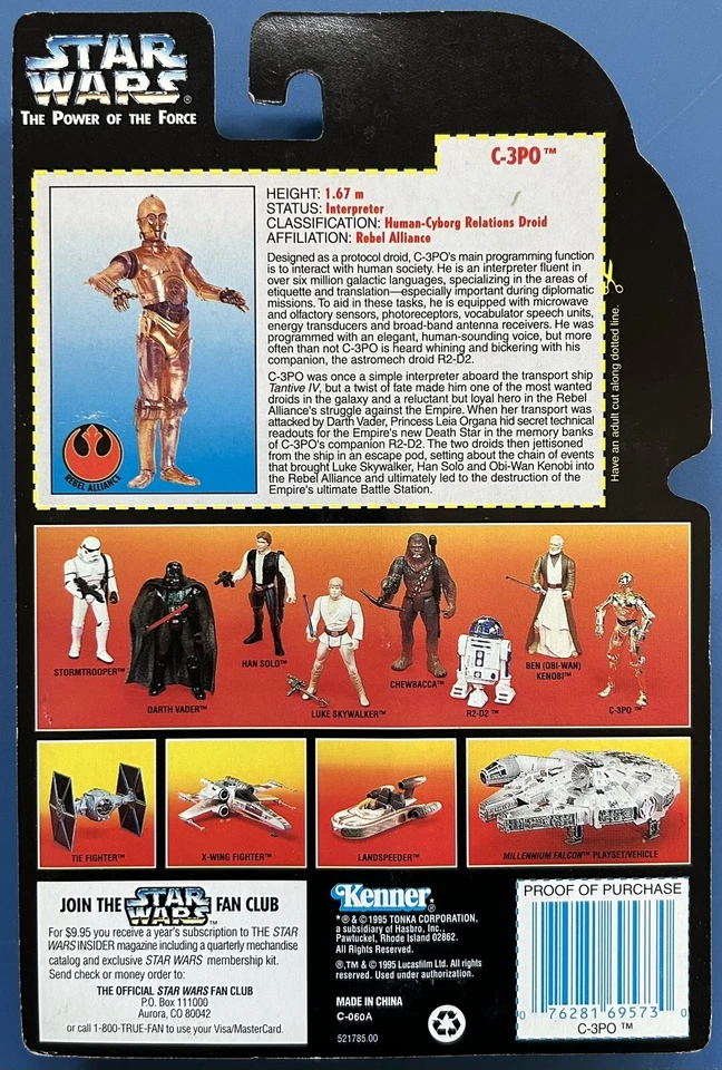 Star Wars POTF C-3P0 Realistic Metalized Body Kenner 1995 - Image 2 of 2