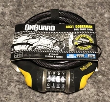 NEW OnGuard Doberman Combination Coiled Cable Lock 6' x 12mm Diameter - #8031