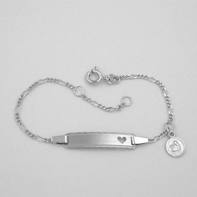 zur Taufe Kinder Baby Schutzengel Herz Armband mit Gravur Name Datum Silber 925