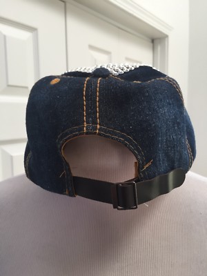 Vtg Rhinestone Embellished Trendy distressed chic Denim Cap Rhinestone Denim Cap - Etsy main image 2
