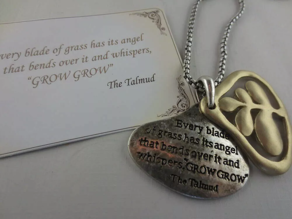 The Talmud Grow Grow Script Two Piece Pendant Necklace & Card G23/9