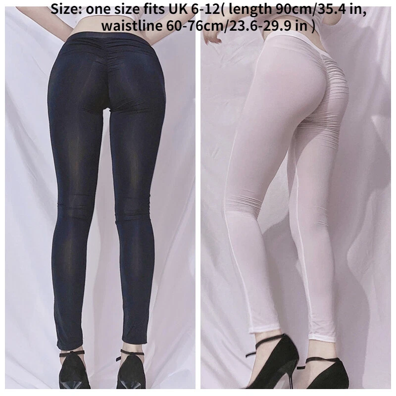 Women Sheer Mesh Leggings Pants See Through Low Waist Booty Slim Skinny  Sexy