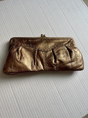 Charles David Women Bronze Leather Metallic Clutch NWT