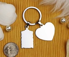 Engravable Solid Rectangle Keyring High Polished Heart Stainless Steel Keychain